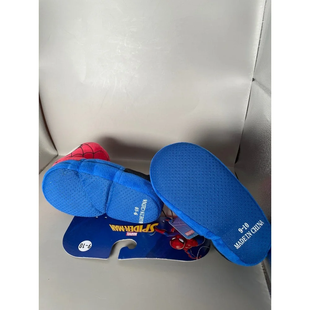Marvel Spider-Man Toddler Plush 3D Character Slippers Red Blue Size 9-10 NEW